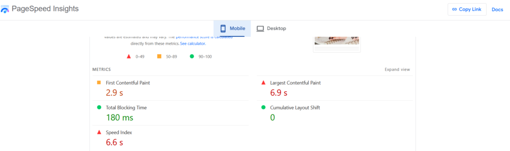 Showing data of Google search console